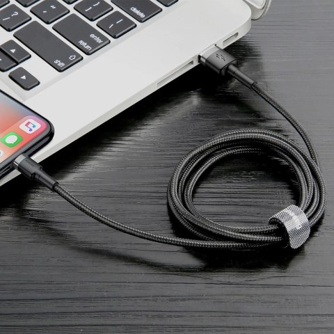 Kabel Baseus Cafule USB-A / Lightning 2.4A QC 3.0 1 m - czarno-szary Kabel Baseus Cafule USB-A / Lightning 2.4A QC 3.0 1 m - czarno-szary