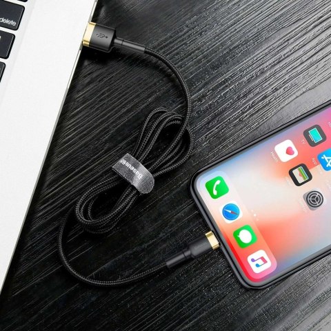 Kabel Baseus Cafule USB-A / Lightning 2.4A QC 3.0 1 m - czarno-złoty Kabel Baseus Cafule USB-A / Lightning 2.4A QC 3.0 1 m - czarno-złoty