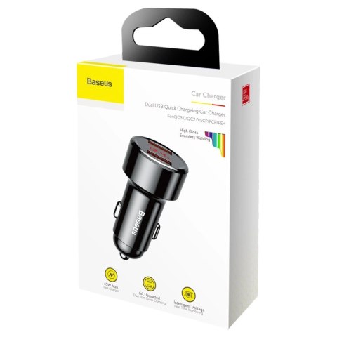 Baseus Magic Series Dual QC - ładowarka samochodowa Quick Charge 3.0 2x USB 45W 6A czarny (CCMLC20A-01) Baseus Magic Series Dual QC - ładowarka samochodowa Quick Charge 3.0 2x USB 45W 6A czarny (CCMLC20A-01)