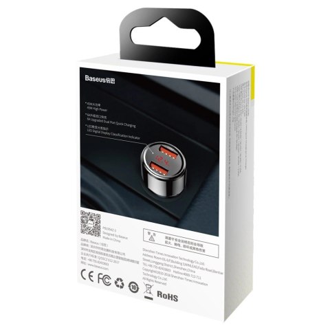 Baseus Magic Series Dual QC - ładowarka samochodowa Quick Charge 3.0 2x USB 45W 6A czarny (CCMLC20A-01) Baseus Magic Series Dual QC - ładowarka samochodowa Quick Charge 3.0 2x USB 45W 6A czarny (CCMLC20A-01)