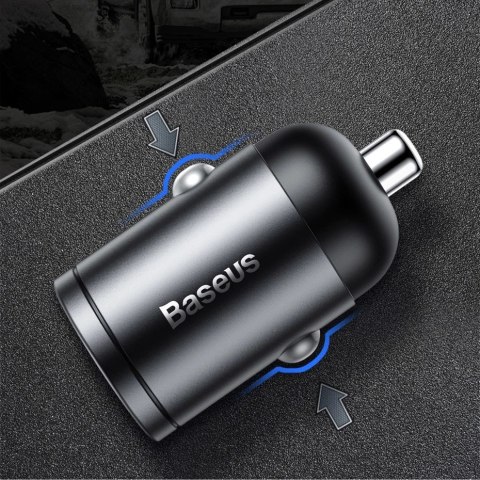 Baseus Tiny Star mini inteligentna ładowarka samochodowa USB 30W Quick Charge 3.0 szary (VCHX-A0G) Baseus Tiny Star mini inteligentna ładowarka samochodowa USB 30W Quick Charge 3.0 szary (VCHX-A0G)