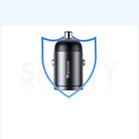 Baseus Tiny Star mini inteligentna ładowarka samochodowa USB 30W Quick Charge 3.0 szary (VCHX-A0G) Baseus Tiny Star mini inteligentna ładowarka samochodowa USB 30W Quick Charge 3.0 szary (VCHX-A0G)
