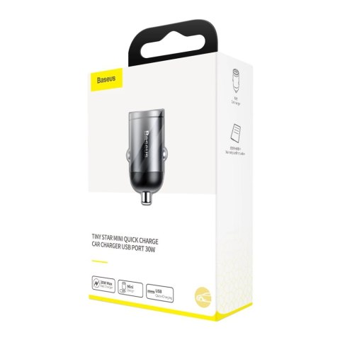 Baseus Tiny Star mini inteligentna ładowarka samochodowa USB 30W Quick Charge 3.0 szary (VCHX-A0G) Baseus Tiny Star mini inteligentna ładowarka samochodowa USB 30W Quick Charge 3.0 szary (VCHX-A0G)