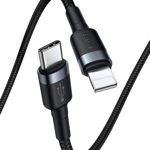 Kabel Baseus CATLKLF-G1 Lightning - USB-C PD QC 18W 480Mb/s 1m - czarno-szary Kabel Baseus CATLKLF-G1 Lightning - USB-C PD QC 18W 480Mb/s 1m - czarno-szary