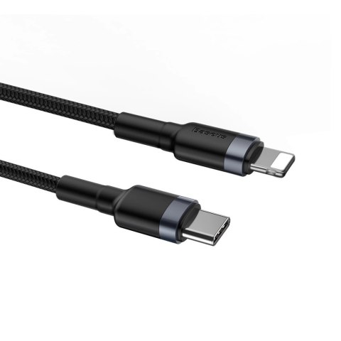 Kabel Baseus CATLKLF-G1 Lightning - USB-C PD QC 18W 480Mb/s 1m - czarno-szary Kabel Baseus CATLKLF-G1 Lightning - USB-C PD QC 18W 480Mb/s 1m - czarno-szary