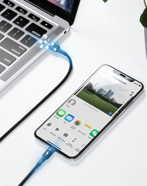 Kabel Baseus CATLKLF-G1 Lightning - USB-C PD QC 18W 480Mb/s 1m - czarno-szary Kabel Baseus CATLKLF-G1 Lightning - USB-C PD QC 18W 480Mb/s 1m - czarno-szary