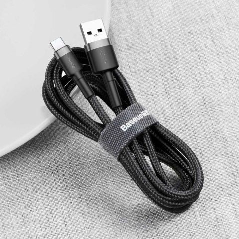 Kabel Baseus Cafule Cable USB-A / USB-C QC3.0 2A 3m - szaro-czarny Kabel Baseus Cafule Cable USB-A / USB-C QC3.0 2A 3m - szaro-czarny