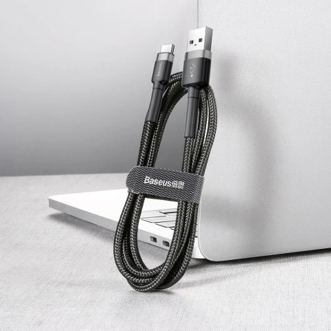 Kabel Baseus Cafule Cable USB-A / USB-C QC3.0 2A 3m - szaro-czarny Kabel Baseus Cafule Cable USB-A / USB-C QC3.0 2A 3m - szaro-czarny