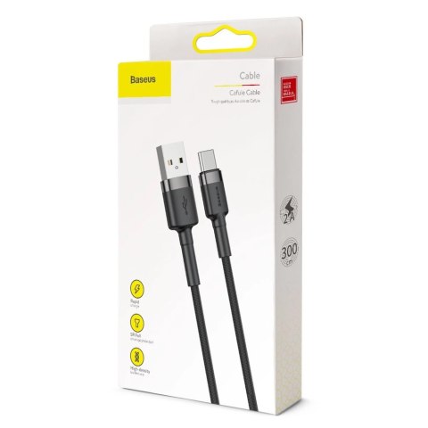 Kabel Baseus Cafule Cable USB-A / USB-C QC3.0 2A 3m - szaro-czarny Kabel Baseus Cafule Cable USB-A / USB-C QC3.0 2A 3m - szaro-czarny