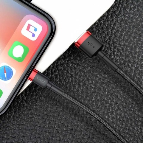 Kabel Baseus Cafule USB-A / Lightning 2A QC 3.0 3 m - czarno-czerwony Kabel Baseus Cafule USB-A / Lightning 2A QC 3.0 3 m - czarno-czerwony