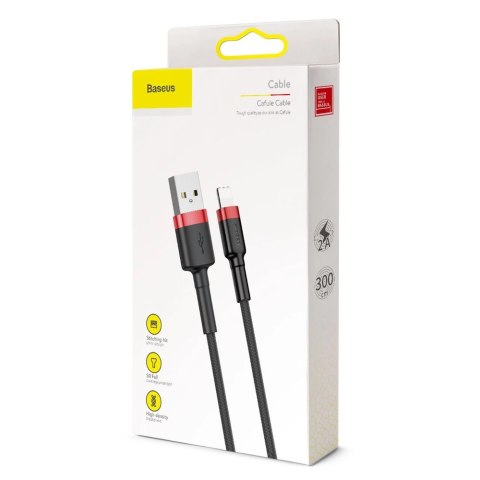 Kabel Baseus Cafule USB-A / Lightning 2A QC 3.0 3 m - czarno-czerwony Kabel Baseus Cafule USB-A / Lightning 2A QC 3.0 3 m - czarno-czerwony