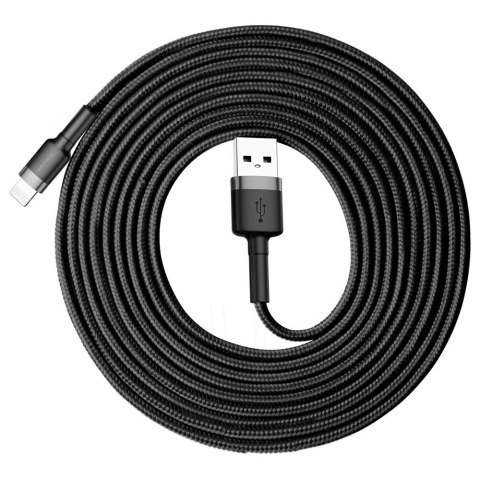 Kabel Baseus Cafule USB-A / Lightning 2A QC 3.0 3 m - czarno-szary Kabel Baseus Cafule USB-A / Lightning 2A QC 3.0 3 m - czarno-szary