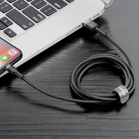 Kabel Baseus Cafule USB-A / Lightning 2A QC 3.0 3 m - czarno-szary Kabel Baseus Cafule USB-A / Lightning 2A QC 3.0 3 m - czarno-szary