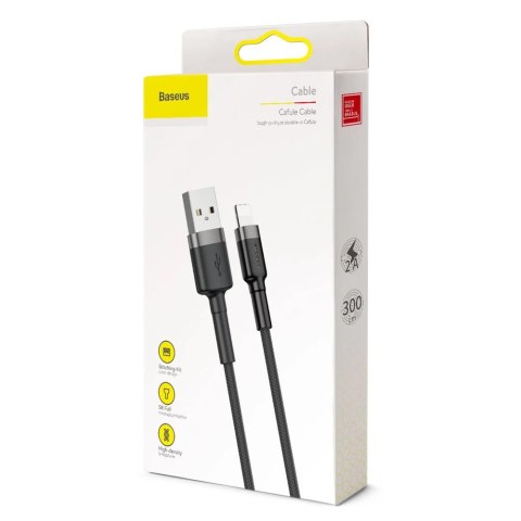 Kabel Baseus Cafule USB-A / Lightning 2A QC 3.0 3 m - czarno-szary Kabel Baseus Cafule USB-A / Lightning 2A QC 3.0 3 m - czarno-szary