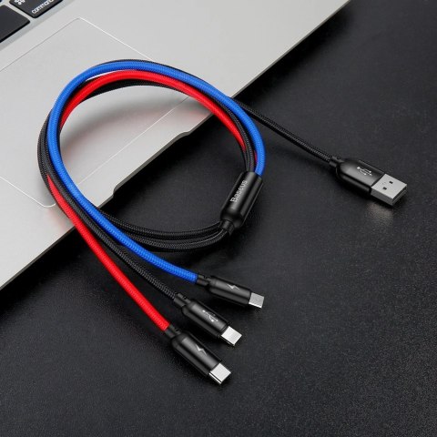 Kabel Baseus Three Primary Colors 3w1 USB-A - micro USB / Lightning / USB-C 3.5A 1,2 m - czarny Kabel Baseus Three Primary Colors 3w1 USB-A - micro USB / Lightning / USB-C 3.5A 1,2 m - czarny