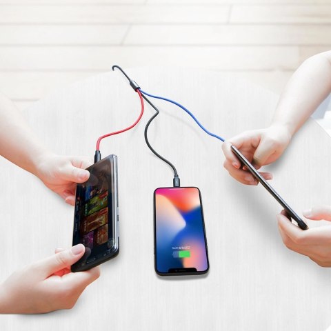 Kabel Baseus Three Primary Colors 3w1 USB-A - micro USB / Lightning / USB-C 3.5A 1,2 m - czarny Kabel Baseus Three Primary Colors 3w1 USB-A - micro USB / Lightning / USB-C 3.5A 1,2 m - czarny