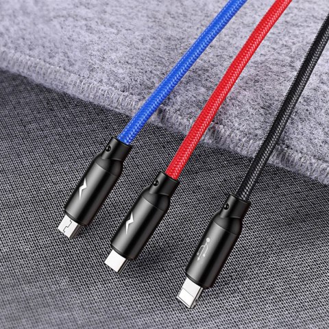 Kabel Baseus Three Primary Colors 3w1 USB-A - micro USB / Lightning / USB-C 3.5A 1,2 m - czarny Kabel Baseus Three Primary Colors 3w1 USB-A - micro USB / Lightning / USB-C 3.5A 1,2 m - czarny
