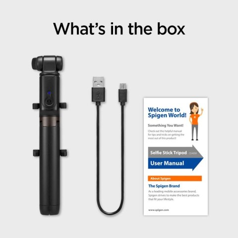 Selfie stick Spigen S540W Bluetooth z tripodem - czarny Selfie stick Spigen S540W Bluetooth z tripodem - czarny