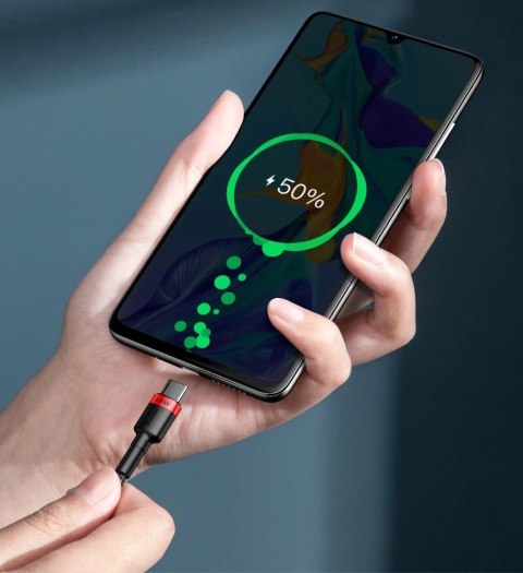 Kabel Baseus CATKLF-AL91 USB-C - USB-C PD QC 100W 5A 480Mb/s 2m - czarno-czerwony Kabel Baseus CATKLF-AL91 USB-C - USB-C PD QC 100W 5A 480Mb/s 2m - czarno-czerwony