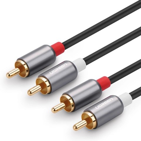 Kabel Ugreen AV104 10518 audio 2RCA (męski) / 2RCA (męski) 2m - szary
