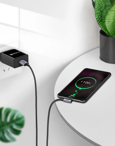 Kabel Ugreen US284 50941 USB-A (prosty) / USB-C (kątowy) 3A 1m - szary