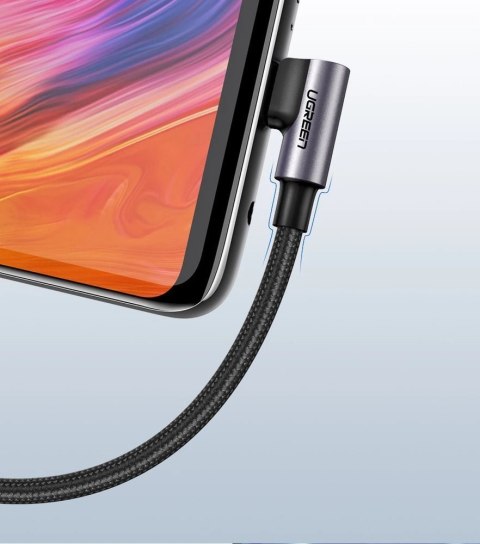 Kabel Ugreen US284 50941 USB-A (prosty) / USB-C (kątowy) 3A 1m - szary