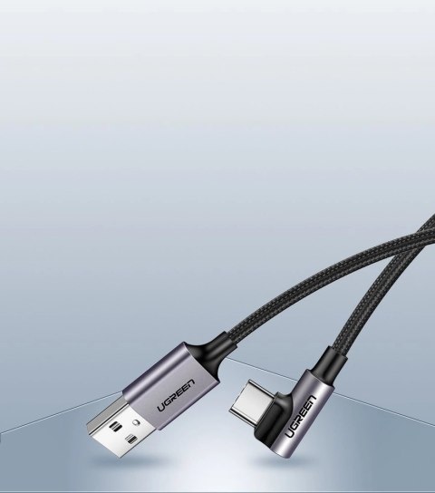 Kabel Ugreen US284 50941 USB-A (prosty) / USB-C (kątowy) 3A 1m - szary
