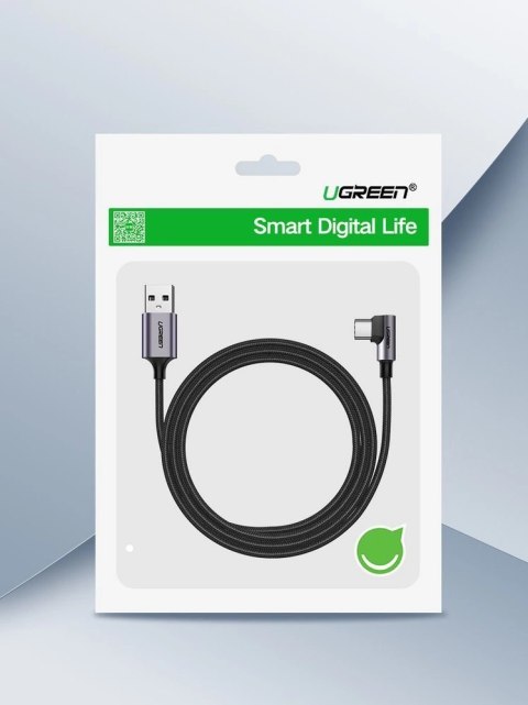 Kabel Ugreen US284 50941 USB-A (prosty) / USB-C (kątowy) 3A 1m - szary
