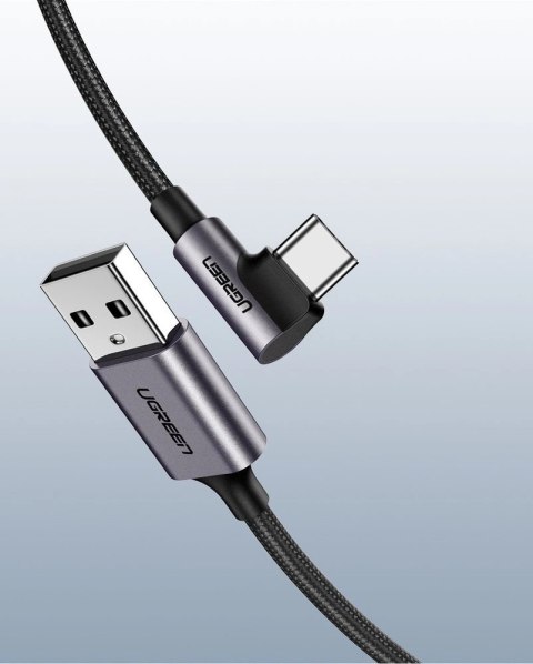 Kabel Ugreen US284 50942 USB-A (prosty) / USB-C (kątowy) 3A 2m - szary Kabel Ugreen US284 50942 USB-A (prosty) / USB-C (kątowy) 3A 2m - szary