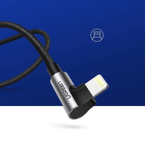 Kabel Ugreen US299 60521 kątowy Lightning / USB-A MFi 2.4A 1m - czarny