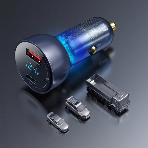 Baseus ładowarka samochodowa USB / USB Typ C 65 W 5 A SCP Quick Charge 4.0+ Power Delivery 3.0 ekran LCD + kabel USB Typ C - USB