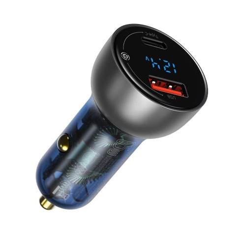 Baseus ładowarka samochodowa USB / USB Typ C 65 W 5 A SCP Quick Charge 4.0+ Power Delivery 3.0 ekran LCD przezroczysty (CCKX-C0A Baseus ładowarka samochodowa USB / USB Typ C 65 W 5 A SCP Quick Charge 4.0+ Power Delivery 3.0 ekran LCD przezroczysty (CCKX-C0A