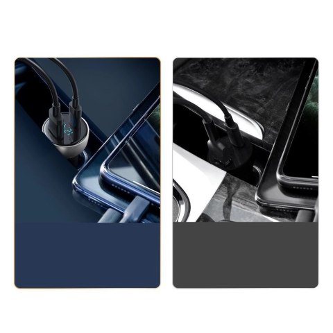 Baseus ładowarka samochodowa USB / USB Typ C 65 W 5 A SCP Quick Charge 4.0+ Power Delivery 3.0 ekran LCD przezroczysty (CCKX-C0A Baseus ładowarka samochodowa USB / USB Typ C 65 W 5 A SCP Quick Charge 4.0+ Power Delivery 3.0 ekran LCD przezroczysty (CCKX-C0A