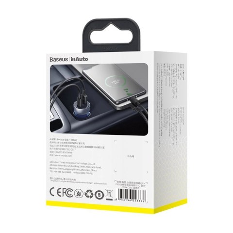 Baseus ładowarka samochodowa USB / USB Typ C 65 W 5 A SCP Quick Charge 4.0+ Power Delivery 3.0 ekran LCD przezroczysty (CCKX-C0A Baseus ładowarka samochodowa USB / USB Typ C 65 W 5 A SCP Quick Charge 4.0+ Power Delivery 3.0 ekran LCD przezroczysty (CCKX-C0A