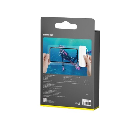 Baseus uniwersalny wodoodporny pokrowiec etui na telefon (max 7,2'') na basen nad wodę IPX8 biały (ACFSD-D02)