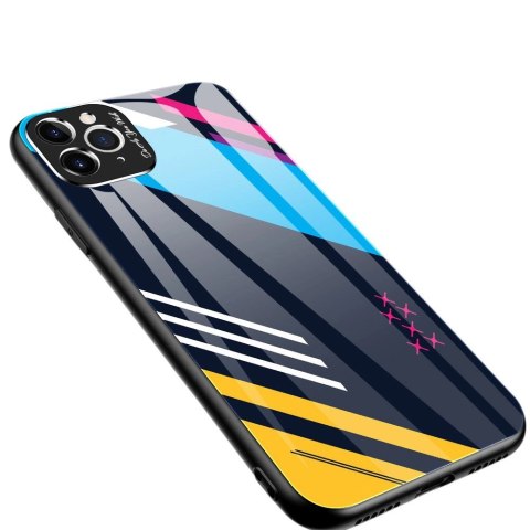 Color Glass Case etui pokrowiec nakładka ze szkła hartowanego z osłoną na aparat iPhone 11 Pro Max pattern 2 Color Glass Case etui pokrowiec nakładka ze szkła hartowanego z osłoną na aparat iPhone 11 Pro Max pattern 2