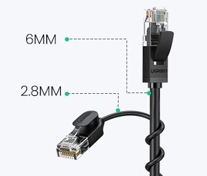 Kabel Ugreen NW122 70653 sieciowy Ethernet patchcord RJ45 Cat 6A UTP do 10Gb/s 3 m - czarny