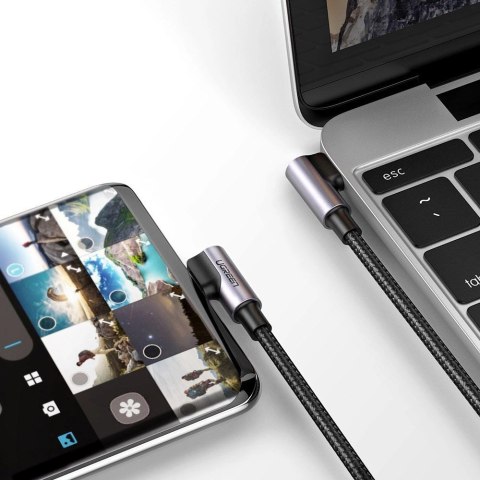 Kabel Ugreen US323 kątowy USB-C - USB-C PD QC SCP 3A 480Mb/s 1m - szary