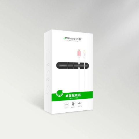 Organizer Ugreen 30762 samoprzylepny na 4 kable - czarny (2 szt.)