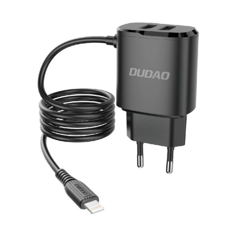 Dudao ładowarka sieciowa 2x USB z wbudowanym kablem Lightning 12 W czarny (A2ProL black) Dudao ładowarka sieciowa 2x USB z wbudowanym kablem Lightning 12 W czarny (A2ProL black)