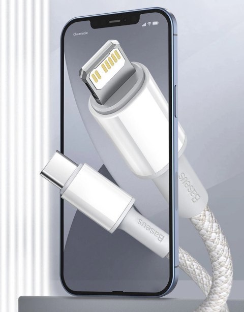 Kabel Baseus CATLGD-02 Lightning - USB-C PD 20W 480Mb/s 1m - biały Kabel Baseus CATLGD-02 Lightning - USB-C PD 20W 480Mb/s 1m - biały
