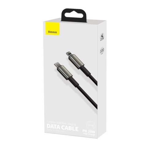 Kabel Baseus CATLWJ-01 Lightning - USB-C PD 20W 480Mb/s 1m - czarny Kabel Baseus CATLWJ-01 Lightning - USB-C PD 20W 480Mb/s 1m - czarny