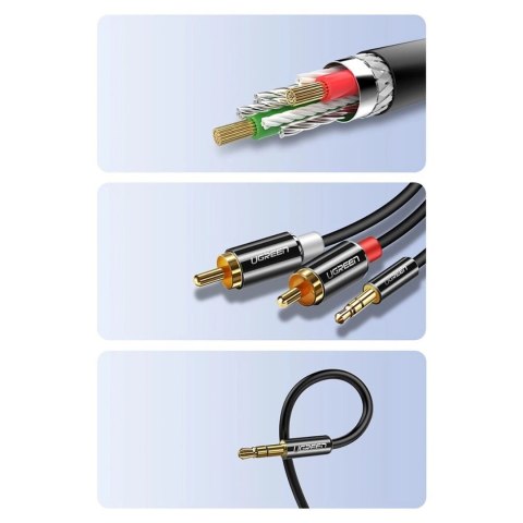 Kabel Ugreen AV116 10584 audio mini jack 3,5 mm (męski) / 2RCA (męski) 2m - czarny