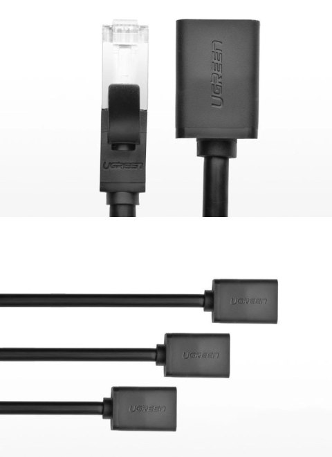 Kabel Ugreen NW112 11281 sieciowy Ethernet RJ45 (żeński) - RJ45 (męski) F/UTP Cat. 6 1 Gbps 2m - czarny Kabel Ugreen NW112 11281 sieciowy Ethernet RJ45 (żeński) - RJ45 (męski) F/UTP Cat. 6 1 Gbps 2m - czarny