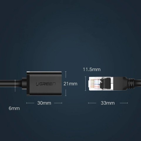Kabel Ugreen NW112 11281 sieciowy Ethernet RJ45 (żeński) - RJ45 (męski) F/UTP Cat. 6 1 Gbps 2m - czarny Kabel Ugreen NW112 11281 sieciowy Ethernet RJ45 (żeński) - RJ45 (męski) F/UTP Cat. 6 1 Gbps 2m - czarny