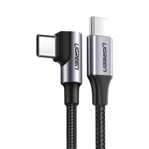 Kabel Ugreen US255 50125 USB-C (prosty) / USB-C (kątowy) PD QC 60W 3A 2m - szary Kabel Ugreen US255 50125 USB-C (prosty) / USB-C (kątowy) PD QC 60W 3A 2m - szary