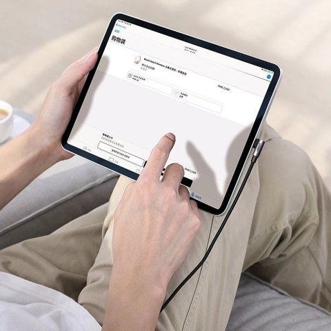 Kabel Ugreen US255 50125 USB-C (prosty) / USB-C (kątowy) PD QC 60W 3A 2m - szary Kabel Ugreen US255 50125 USB-C (prosty) / USB-C (kątowy) PD QC 60W 3A 2m - szary