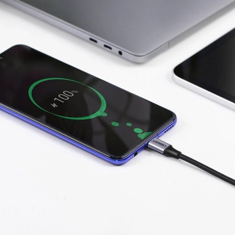 Kabel Ugreen US255 50125 USB-C (prosty) / USB-C (kątowy) PD QC 60W 3A 2m - szary Kabel Ugreen US255 50125 USB-C (prosty) / USB-C (kątowy) PD QC 60W 3A 2m - szary