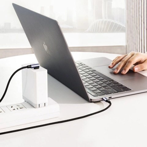 Kabel Ugreen US255 50125 USB-C (prosty) / USB-C (kątowy) PD QC 60W 3A 2m - szary Kabel Ugreen US255 50125 USB-C (prosty) / USB-C (kątowy) PD QC 60W 3A 2m - szary