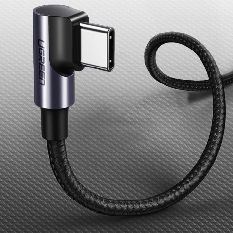Kabel Ugreen US255 50125 USB-C (prosty) / USB-C (kątowy) PD QC 60W 3A 2m - szary Kabel Ugreen US255 50125 USB-C (prosty) / USB-C (kątowy) PD QC 60W 3A 2m - szary